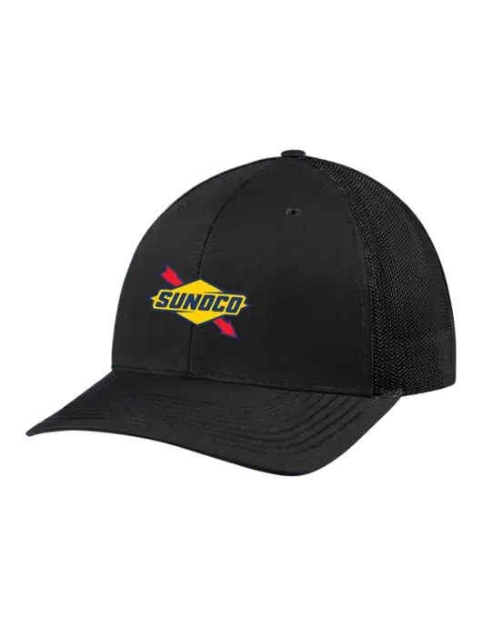 Richardson Adjustable Snapback Original 112 Trucker Cap Black w/Black Mesh w/Sunoco Logo