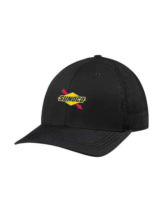 Richardson Adjustable Snapback Original 112 Trucker Cap Black w/Black Mesh w/Sunoco Logo