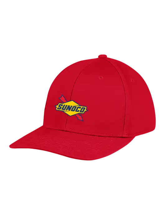 Premium Modern Structured Twill Red Snapback Cap w/Sunoco Logo
