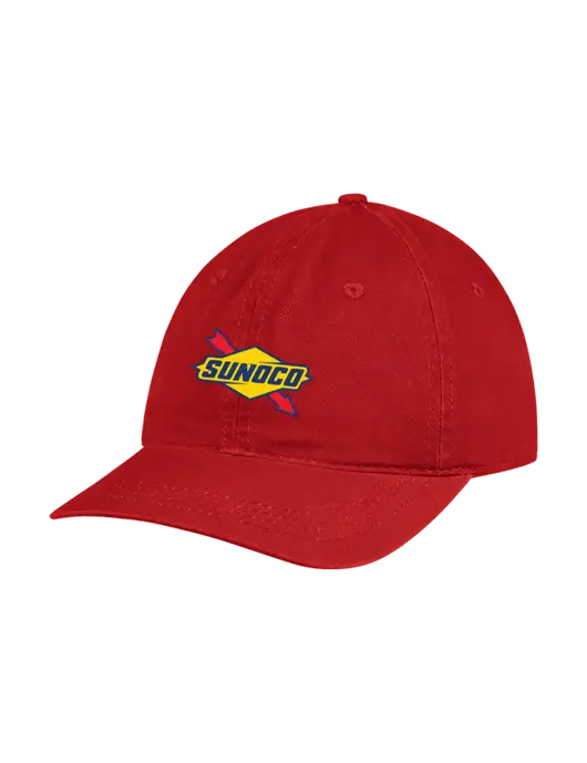Garment Washed Unstructured Twill Red Cap w/Sunoco Logo