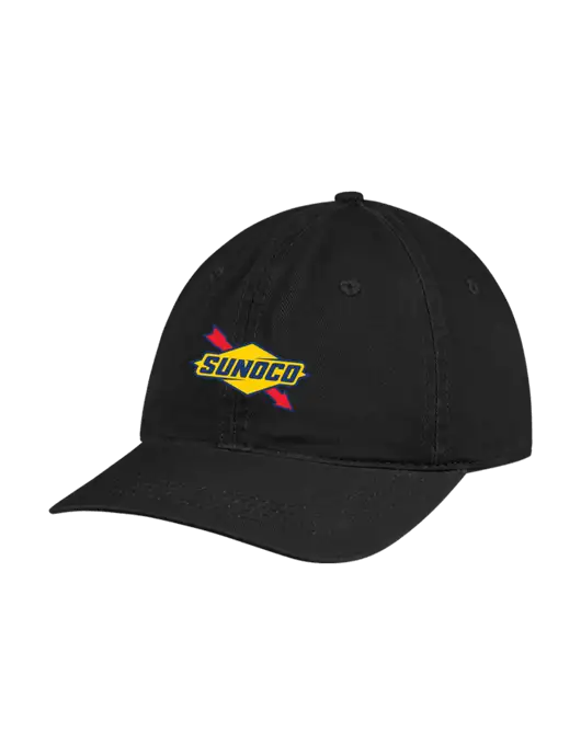 Garment Washed Unstructured Twill Black Cap w/Sunoco Logo
