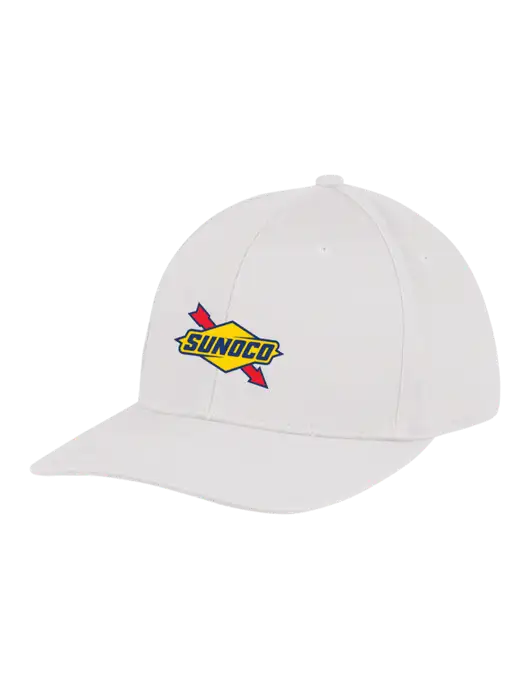 Premium Modern Structured Twill White Snapback Cap w/Sunoco Logo