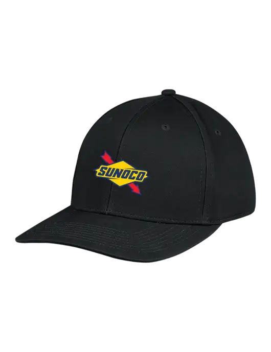 Premium Modern Structured Twill Black Snapback Cap w/Sunoco Logo