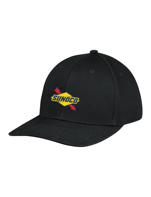 Premium Modern Structured Twill Black Snapback Cap w/Sunoco Logo
