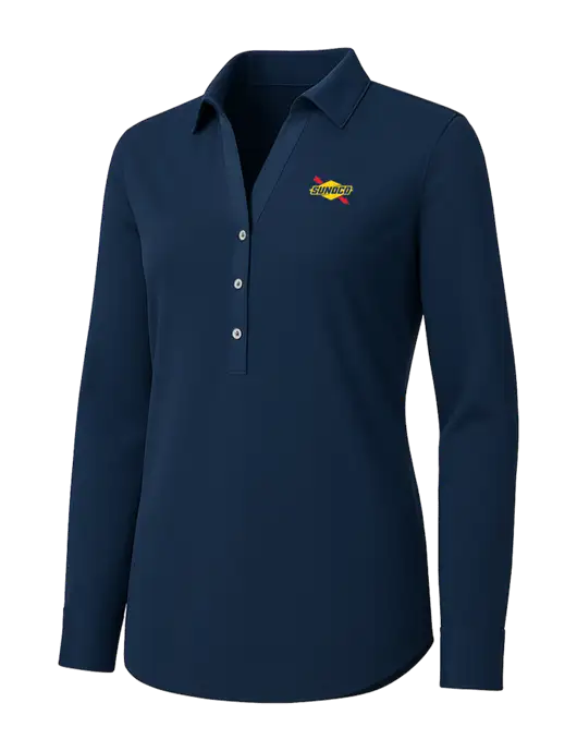Womens Navy City Stretch Shirt w/Sunoco Logo