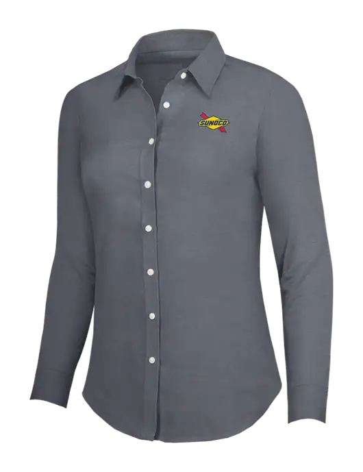 Dark Grey Womens SuperPro Oxford Shirt w/Sunoco Logo