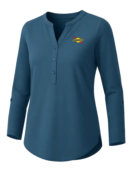 Womens Dark Slate Blue Concept Henley Tunic w/Sunoco Logo