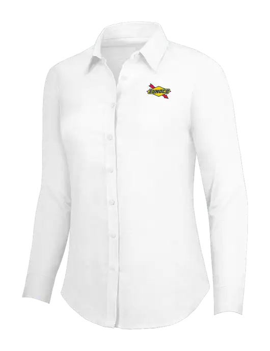 White Womens SuperPro Oxford Shirt w/Sunoco Logo