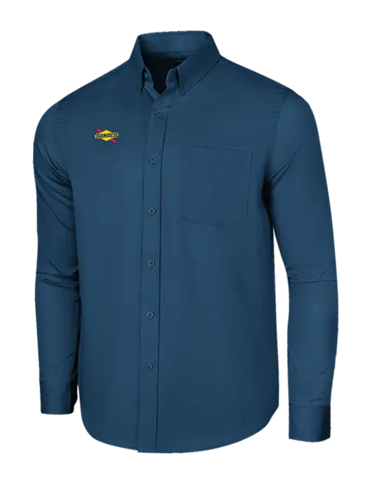 Long Sleeve Light Navy Superpro React Twill Shirt w/Sunoco Logo