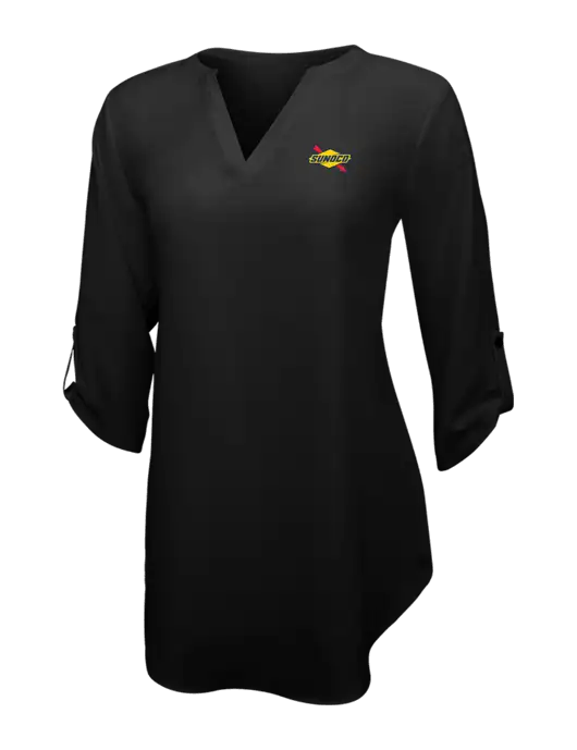Womens Black 3/4 Sleeve Tunic Blouse w/Sunoco Logo