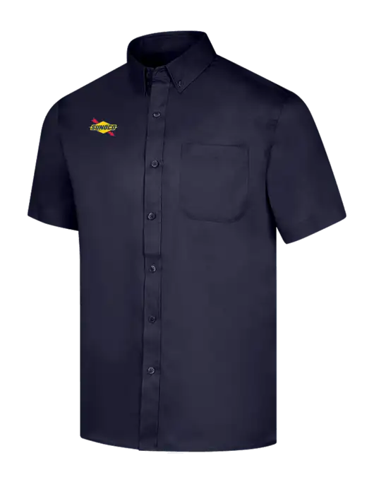 Short Sleeve Navy Superpro React Twill Shirt w/Sunoco Logo