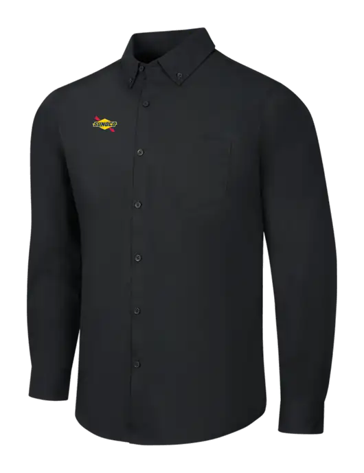 Black Long Sleeve Carefree Poplin Shirt w/Sunoco Logo