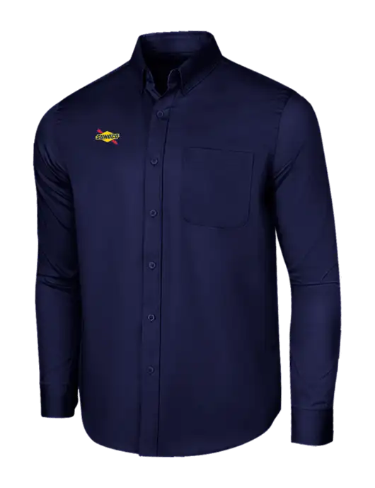 Long Sleeve Navy Superpro React Twill Shirt w/Sunoco Logo