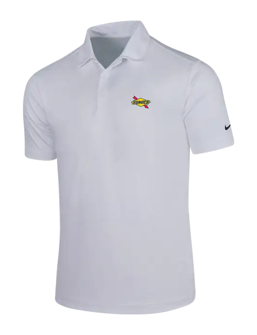 NIKE White Dri-Fit Vertical Mesh Polo w/Sunoco Logo
