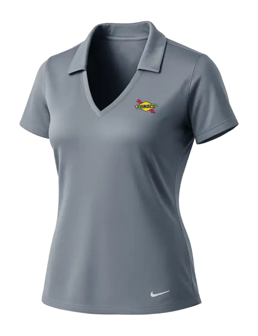 NIKE Medium Grey Womens Dri-Fit Vertical Mesh Polo w/Sunoco Logo