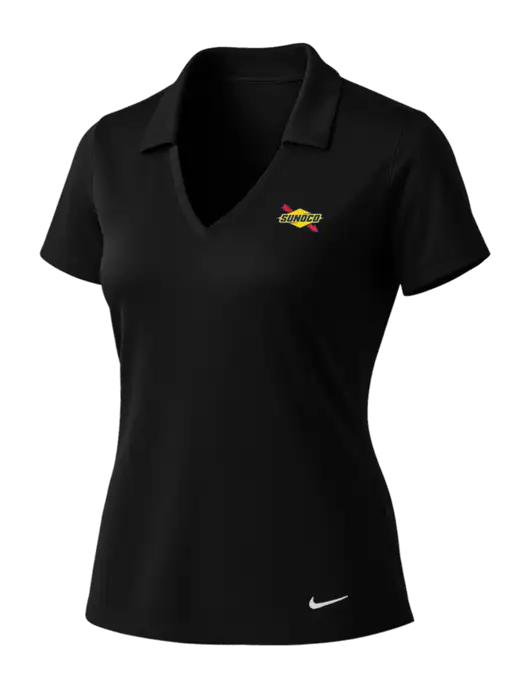 NIKE Black Womens Dri-Fit Vertical Mesh Polo w/Sunoco Logo