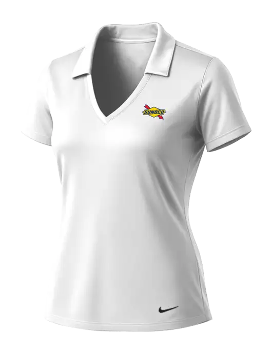 NIKE White Womens Dri-Fit Vertical Mesh Polo w/Sunoco Logo