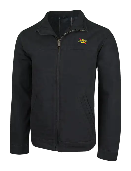 Cornerstone Black Washed Duck Cloth Flannel Lined Work Jacket w/Sunoco Logo