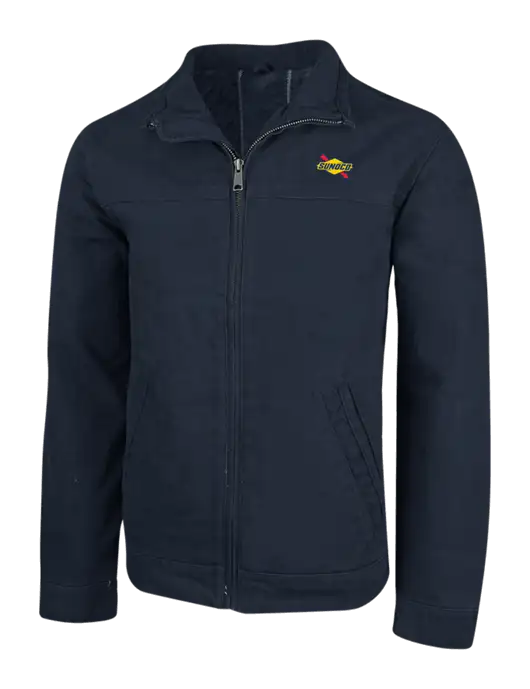 Cornerstone Navy Washed Duck Cloth Flannel Lined Work Jacket w/Sunoco Logo
