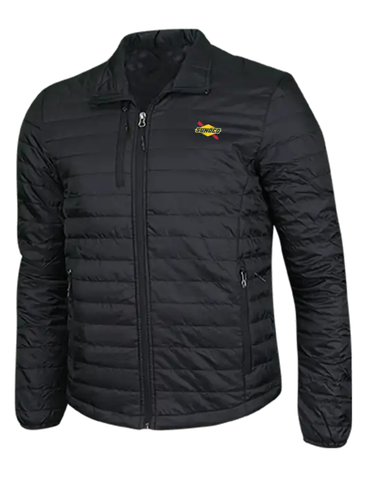 Deep Black Puffy Packable Jacket w/Sunoco Logo