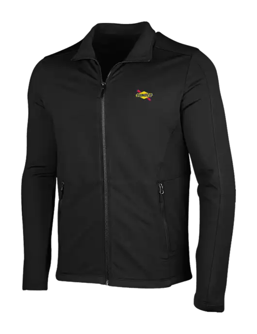 Deep Black Grid Fleece Jacket w/Sunoco Logo