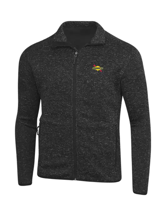 Black Heather Sweater Fleece Jacket w/Sunoco Logo
