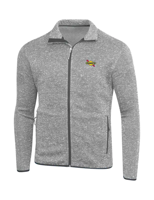 Grey Heather Sweater Fleece Jacket w/Sunoco Logo