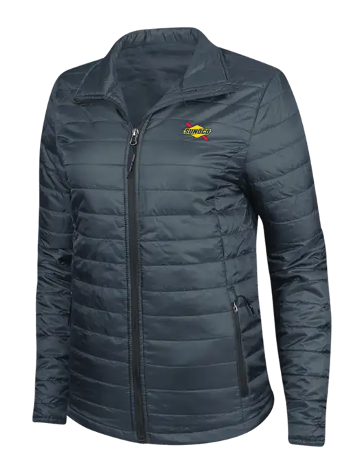 Navy Womens Puffy Packable Jacket w/Sunoco Logo