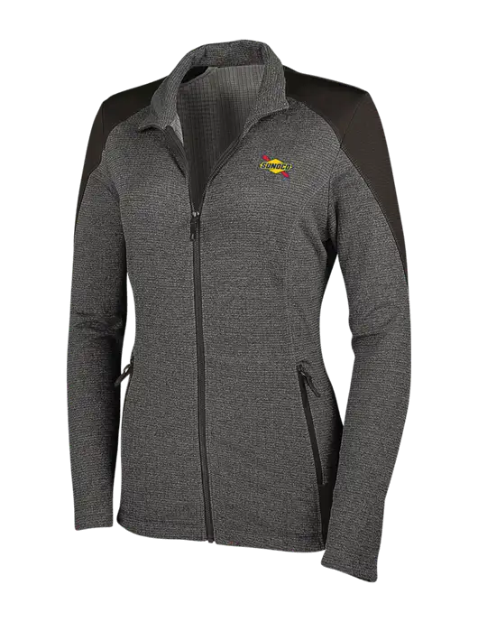 Medium Grey Heather Womens Grid Fleece Jacket w/Sunoco Logo