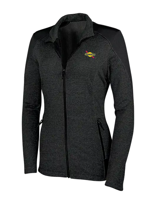 Womens Black Grid Fleece Jacket w/Sunoco Logo