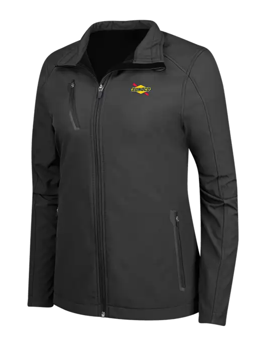 Black Womens Welded Softshell Jacket w/Sunoco Logo