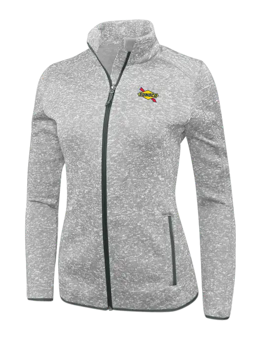 Grey Heather Womens Sweater Fleece Jacket w/Sunoco Logo