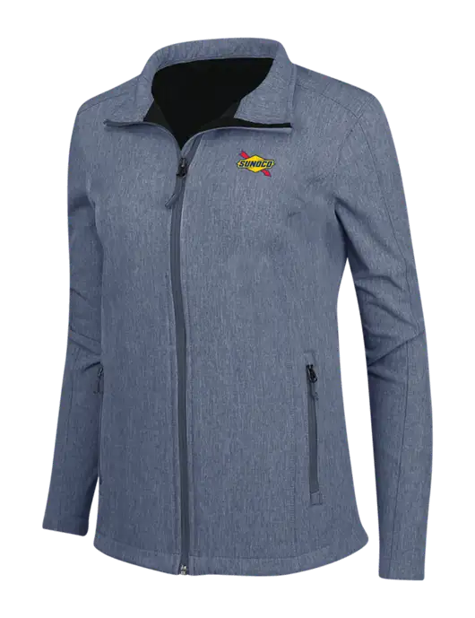 Navy Heather Womens Core Soft Shell Jacket w/Sunoco Logo