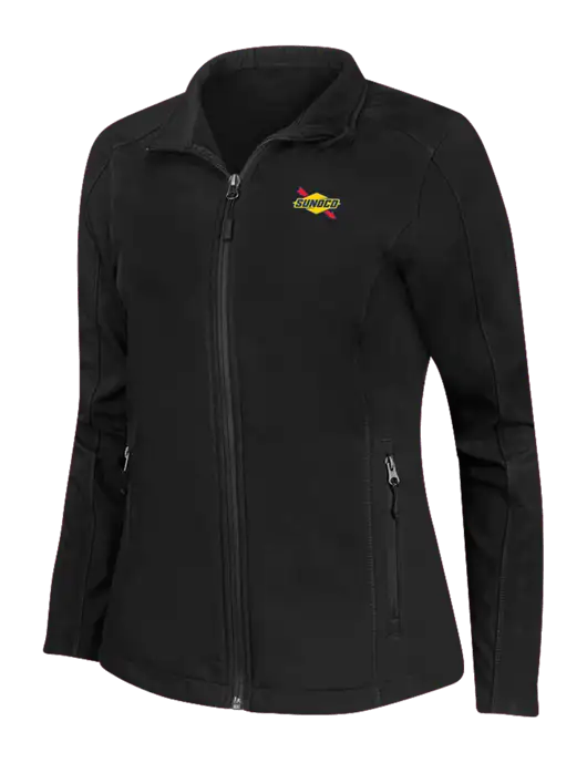 Black Womens Core Soft Shell Jacket w/Sunoco Logo