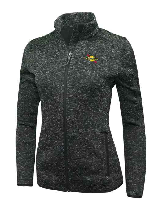 Black Heather Womens Sweater Fleece Jacket w/Sunoco Logo