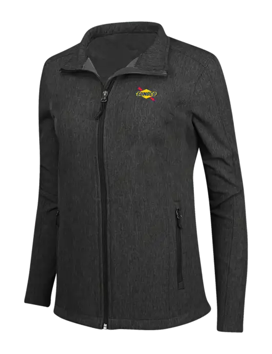 Black Charcoal Heather Womens Core Soft Shell Jacket w/Sunoco Logo
