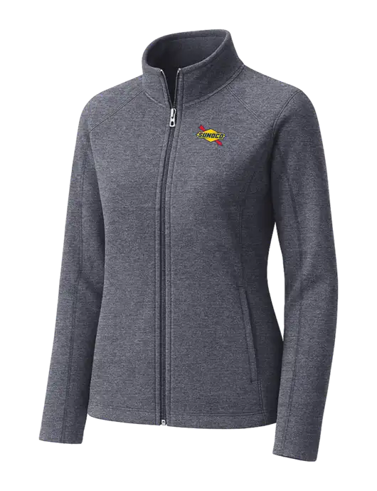 Light Navy Heather Womens Microfleece Full-Zip Jacket w/Sunoco Logo
