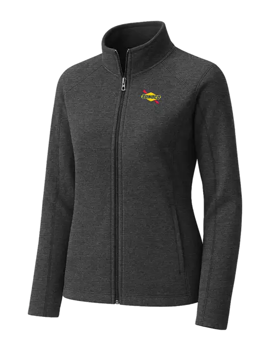Charcoal Womens Heather Microfleece Full-Zip Jacket w/Sunoco Logo