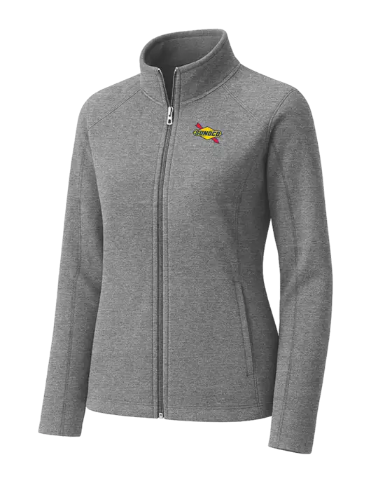 Medium Grey Womens Heather Microfleece Full-Zip Jacket w/Sunoco Logo