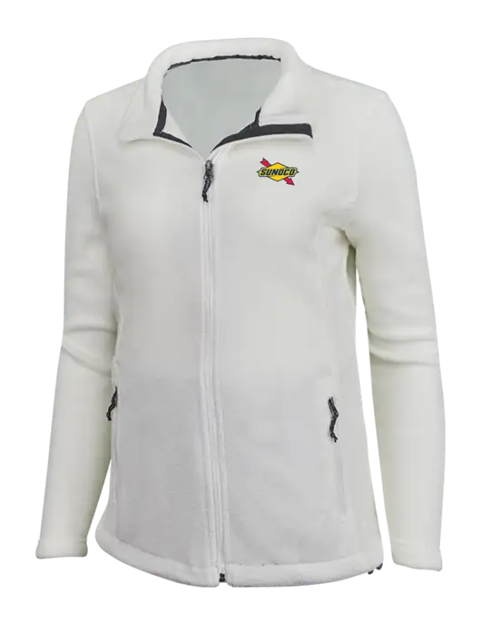 Womens White Fleece Jacket w/Sunoco Logo
