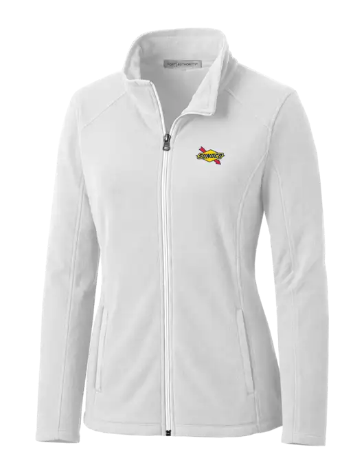 White Womens Microfleece Jacket w/Sunoco Logo