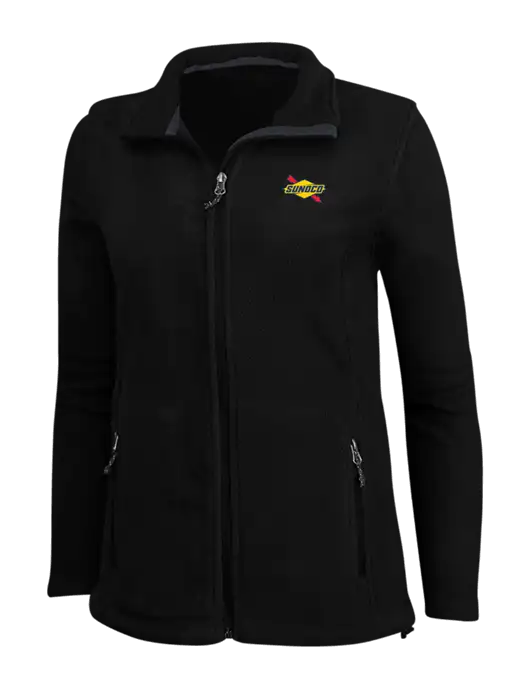 Womens Black Fleece Jacket w/Sunoco Logo