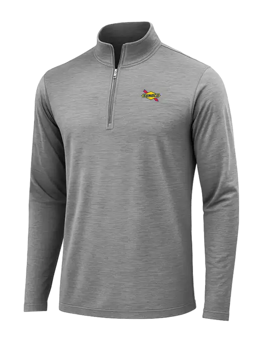 Dark Grey Heather Posicharge Tri-Blend Wicking 1/4 Zip Pullover w/Sunoco Logo