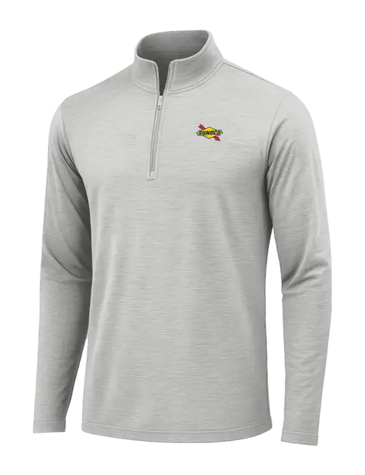 Light Grey Heather Posicharge Tri-Blend Wicking 1/4 Zip Pullover w/Sunoco Logo