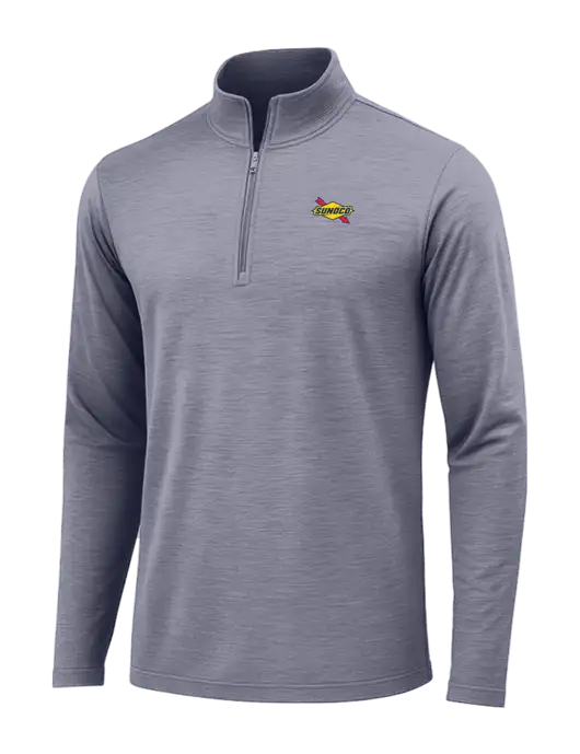 True Navy Heather Posicharge Tri-Blend Wicking 1/4 Zip Pullover w/Sunoco Logo