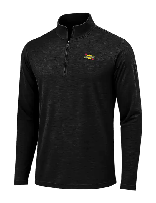 Black Triad Solid Posicharge Tri-Blend Wicking 1/4 Zip Pullover w/Sunoco Logo
