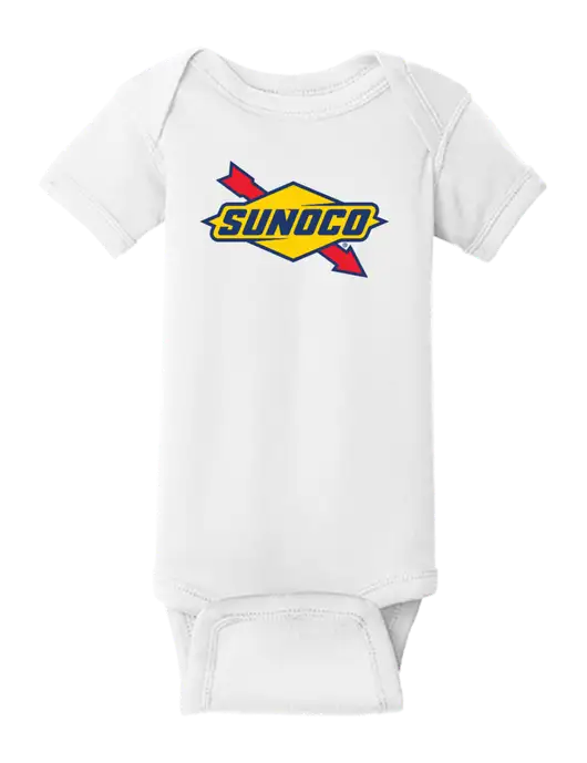 Rabbit Skins White Infant Short Sleeve Baby Rib Bodysuit w/Sunoco Logo