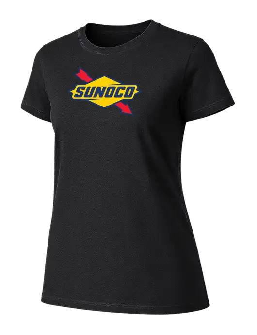 Womens Ring Spun Jet Black 4.5 oz T-Shirt w/Sunoco Logo