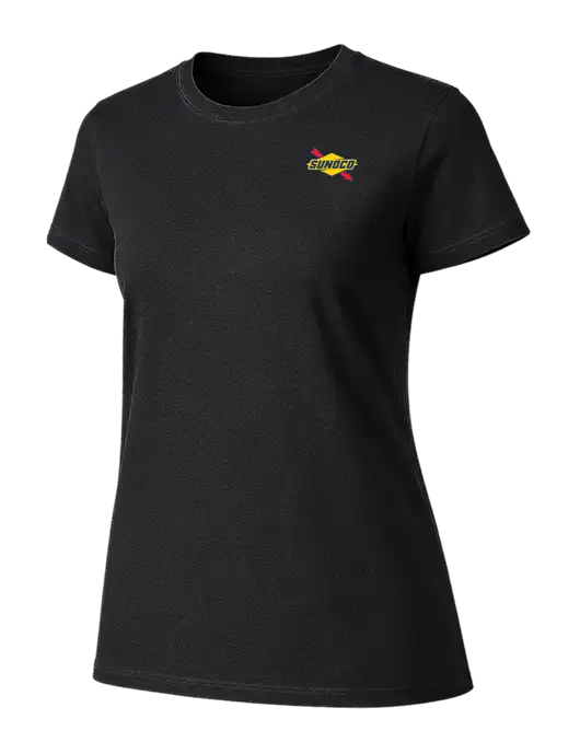 Womens Ring Spun Jet Black 4.5 oz T-Shirt w/Sunoco Logo