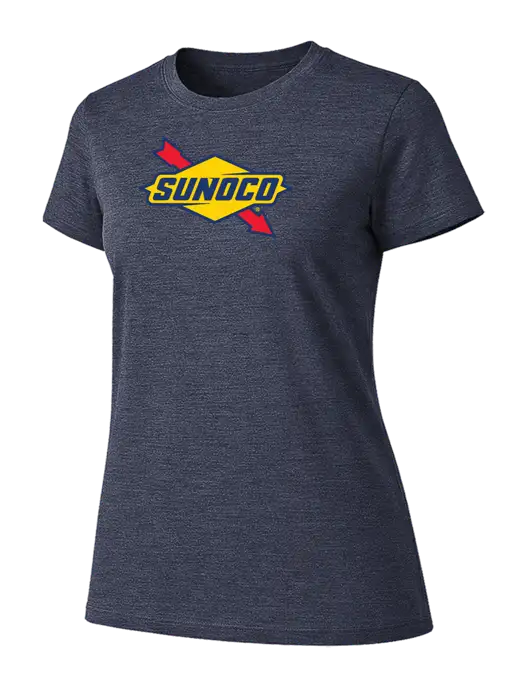 Womens Ring Spun Heather Navy 4.5 oz T-Shirt w/Sunoco Logo